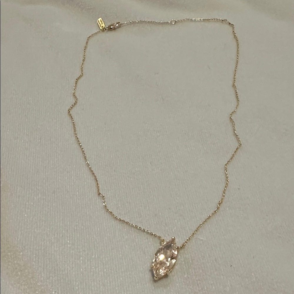 Melinda Maria Elegant Gold Necklace with Crystal Pendant marquis shape